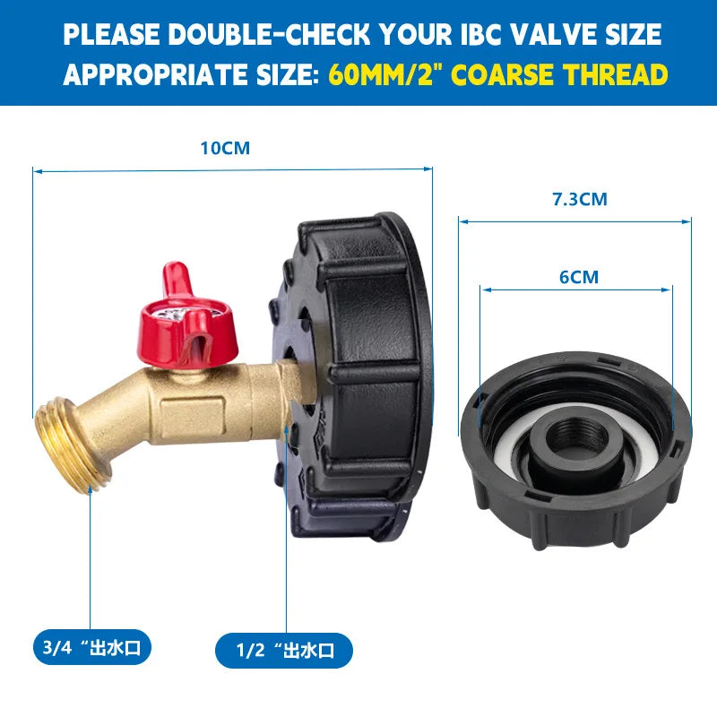 IBC Tote Tank Adapter | Male Thread Drain Hose Connector Valve