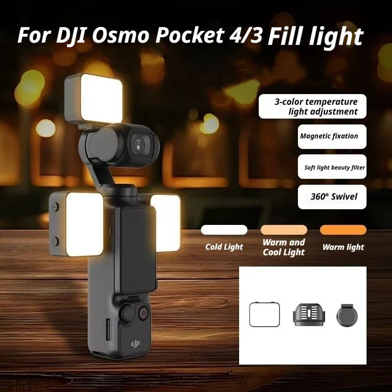 Magnetic LED Fill Light for DJI Osmo Pocket 3 & 4 USB-C
