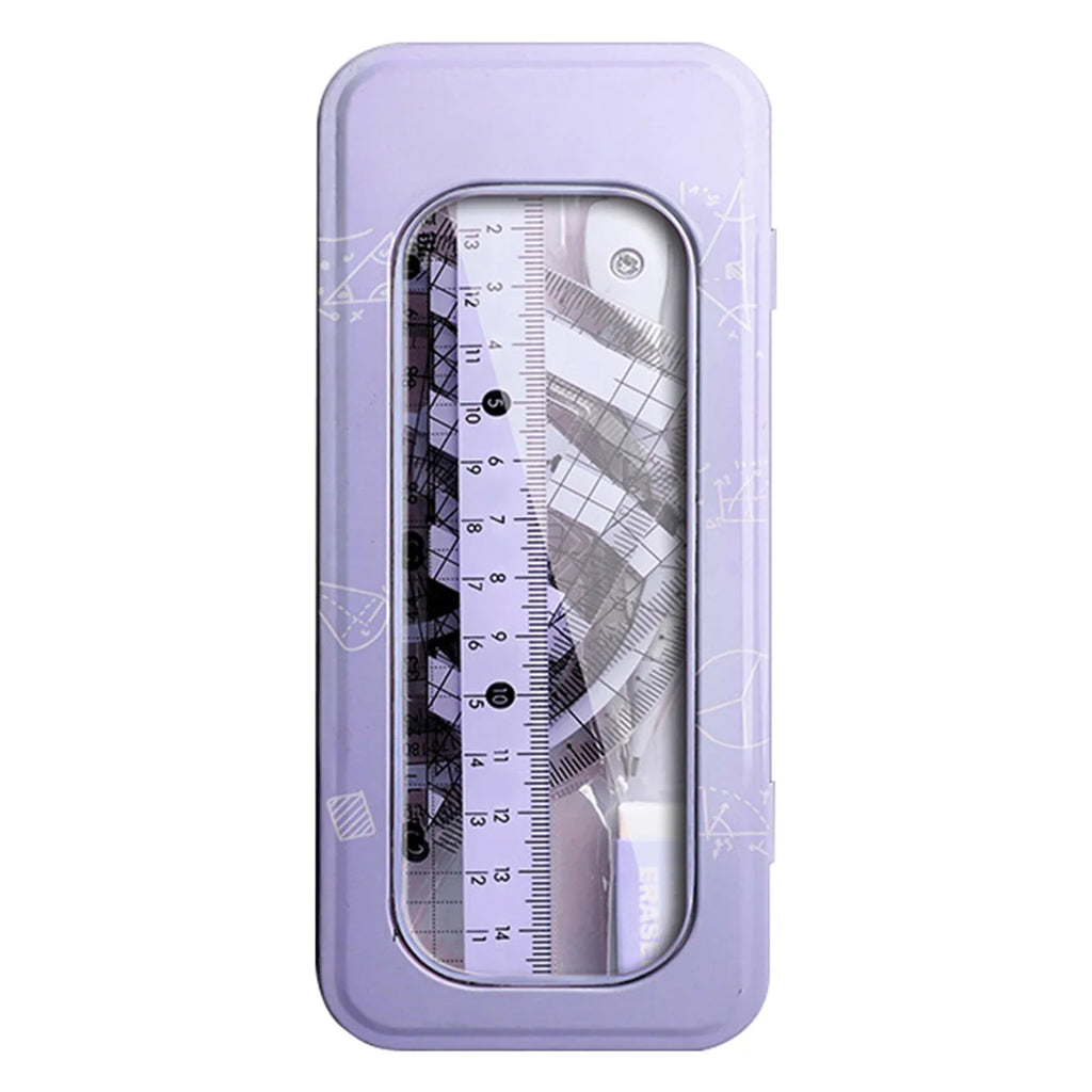 8-Piece Student Geometry Set – Compass, Protractor & Ruler