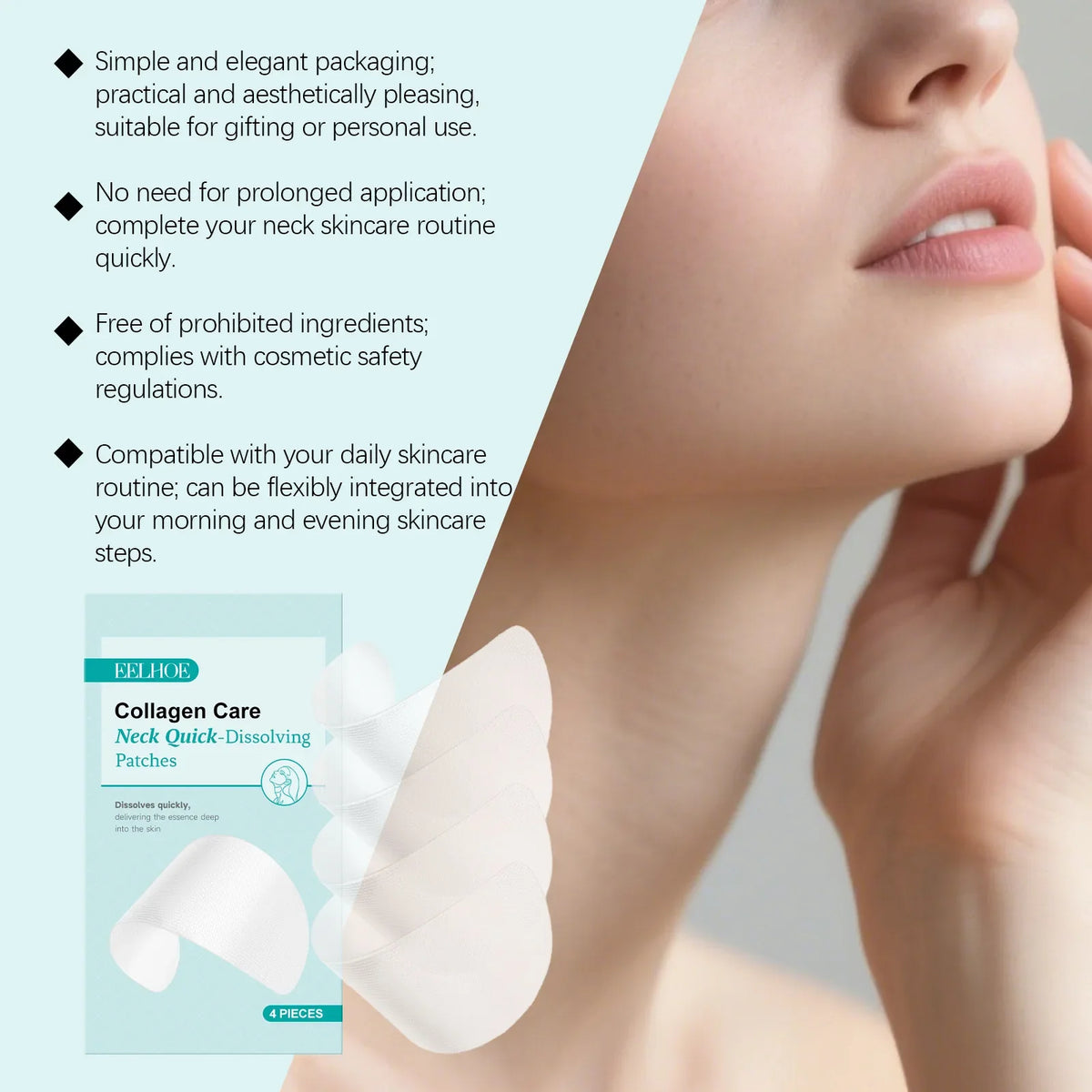 EELHOE Collagen Neck Patches – Firming Moisturizing Mask 4pcs