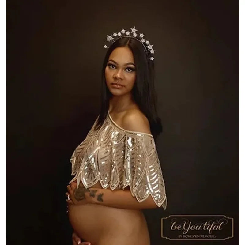 Sequin Cape Maternity Dress | Baby Shower & Photoshoot