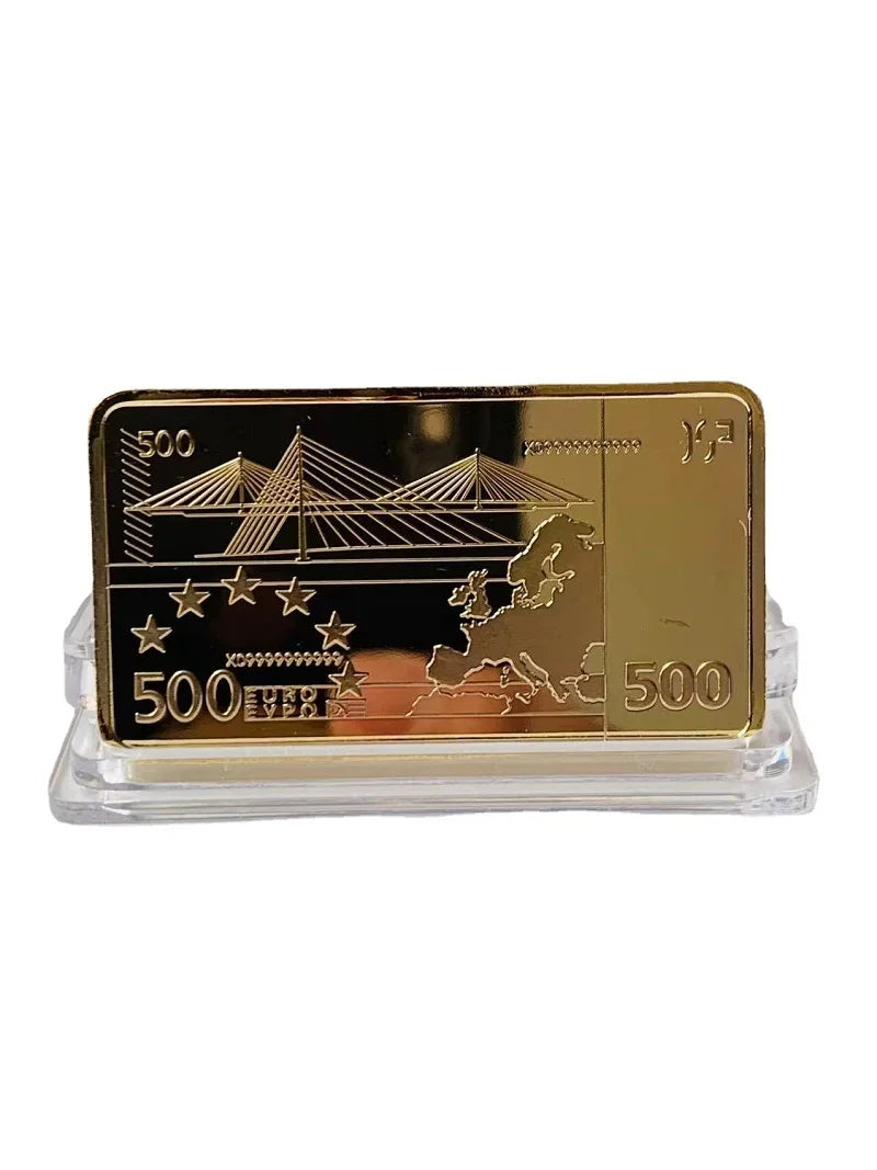 500 Euro Gold Plated Metal Bar – Soviet Commemorative Souvenir