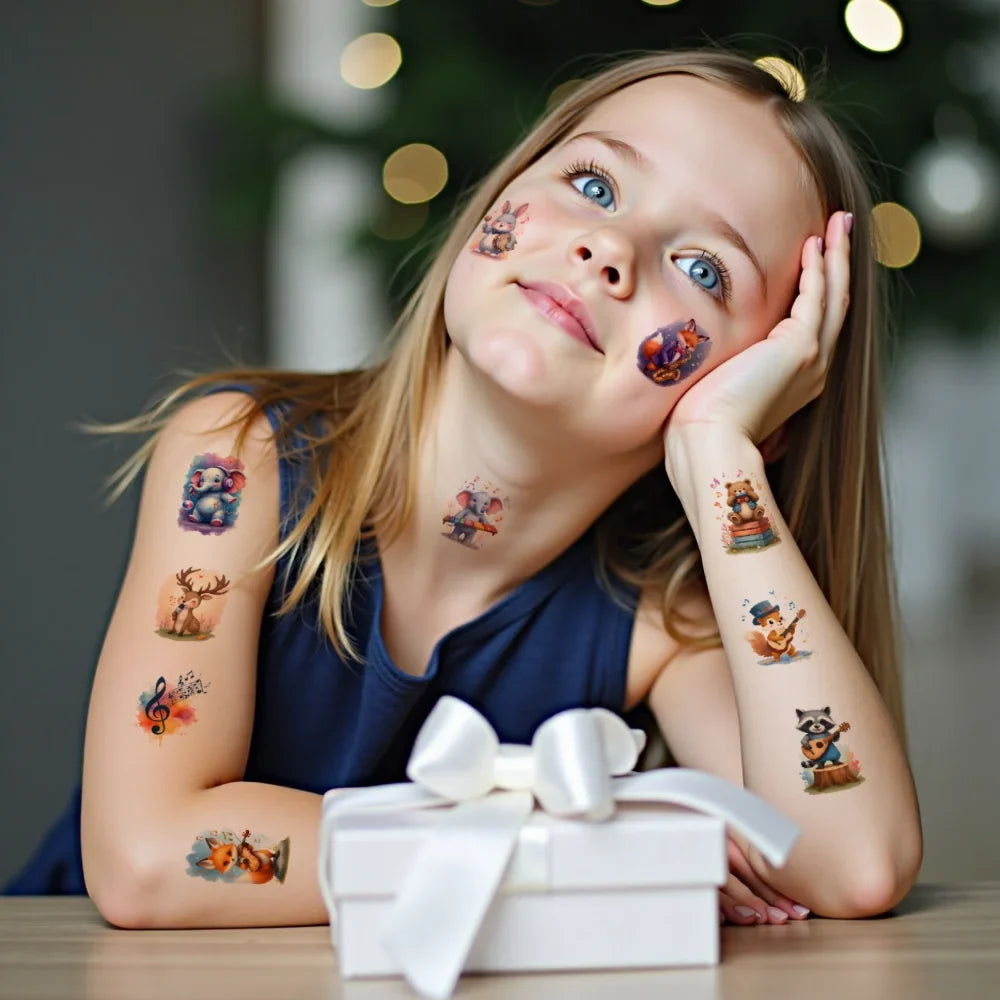 54pcs Waterproof Temporary Tattoo Stickers – Cute Cartoon Animals