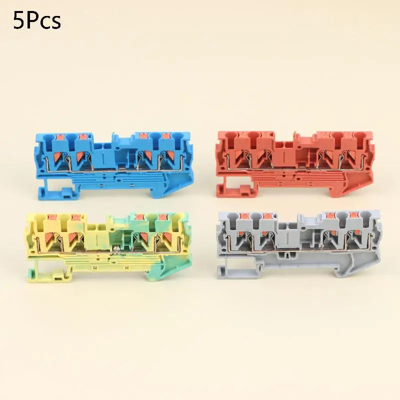 5-Pack PT2.5 QUATTRO Screwless Push-In Spring Terminal Block
