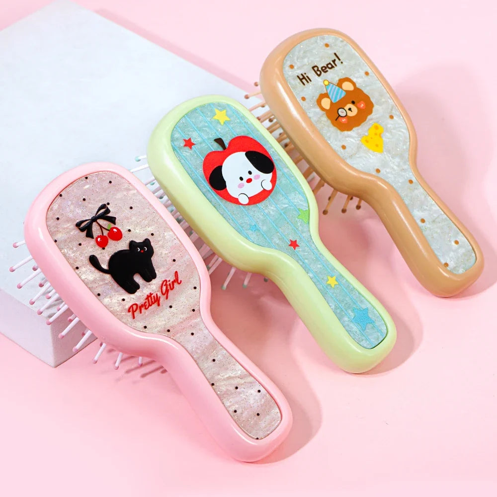 Cute Cartoon Hair Detangling Brush – Cushion Comb for Women
