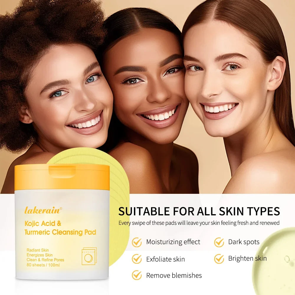 Turmeric & Kojic Acid Exfoliating Cleansing Pads – 80 Pack