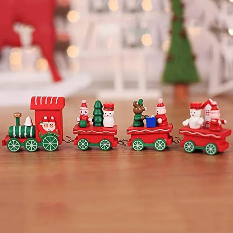 Christmas Wooden Mini Train Ornament Set – 3-Piece Décor