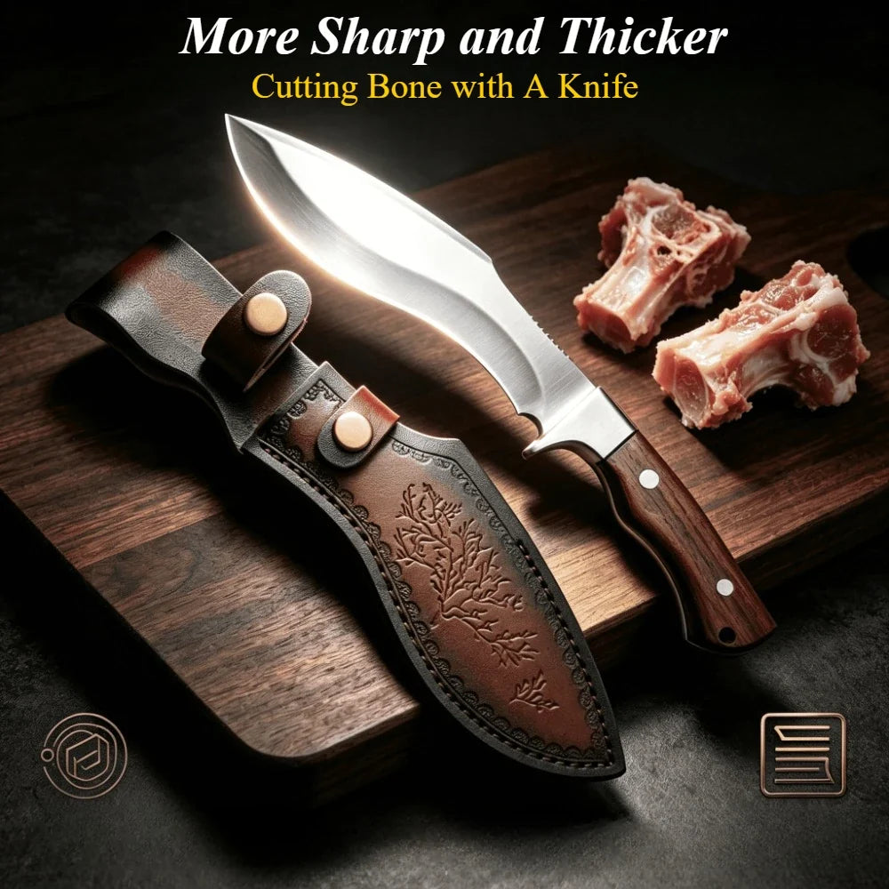 PLYS Bone Chopper Boning Knife – Stainless Steel Wood Handle