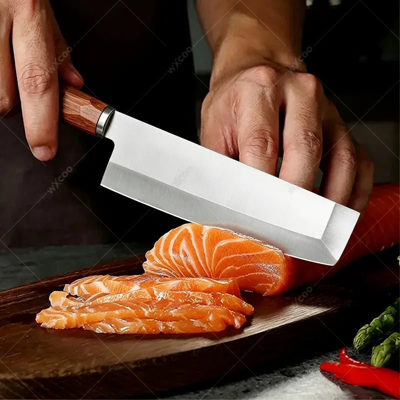 WXCOO 5Cr15 Stainless Steel Sashimi & Chef Knife – Wood Handle