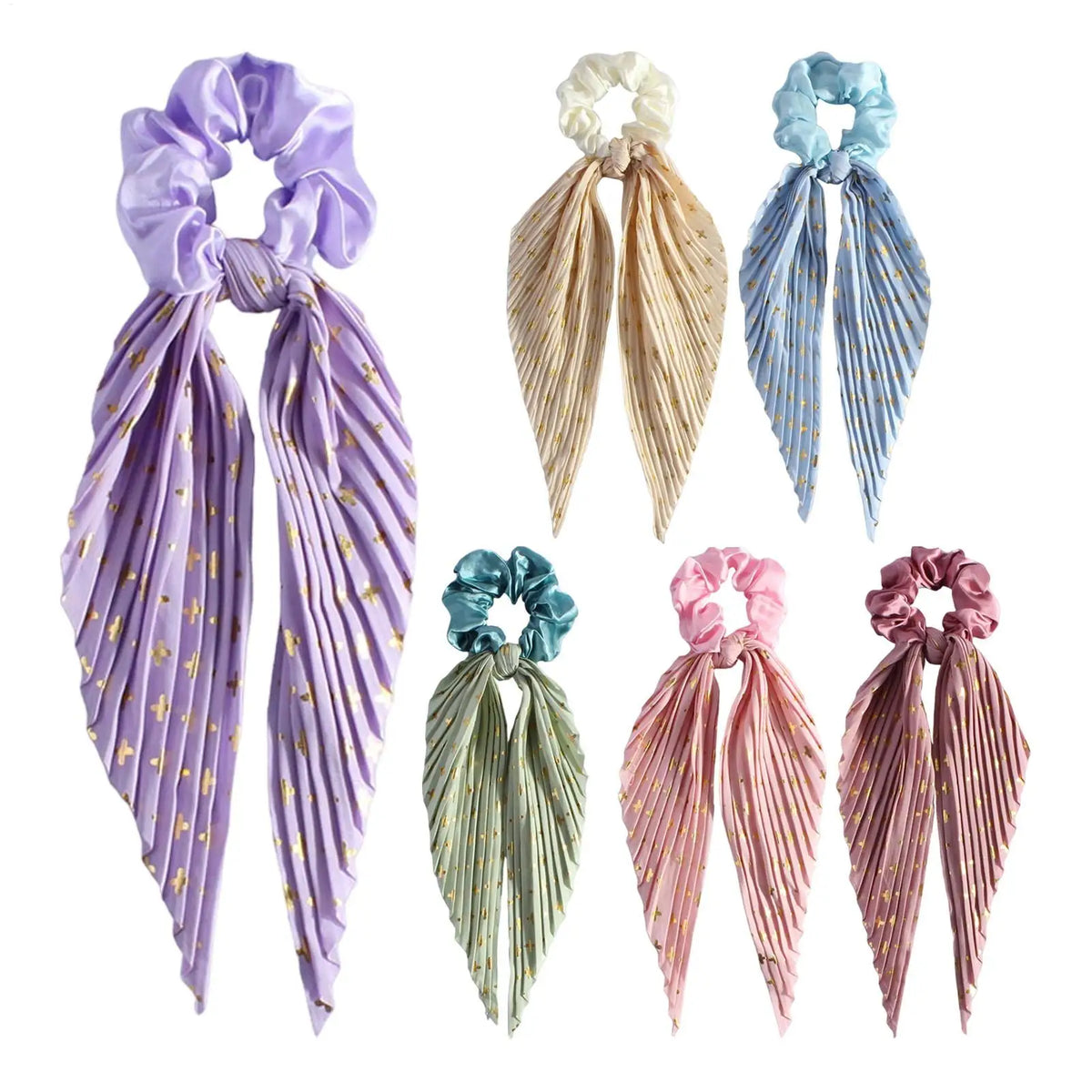 Flower Print Long Scrunchies & Hair Ties for Women – Elastic
