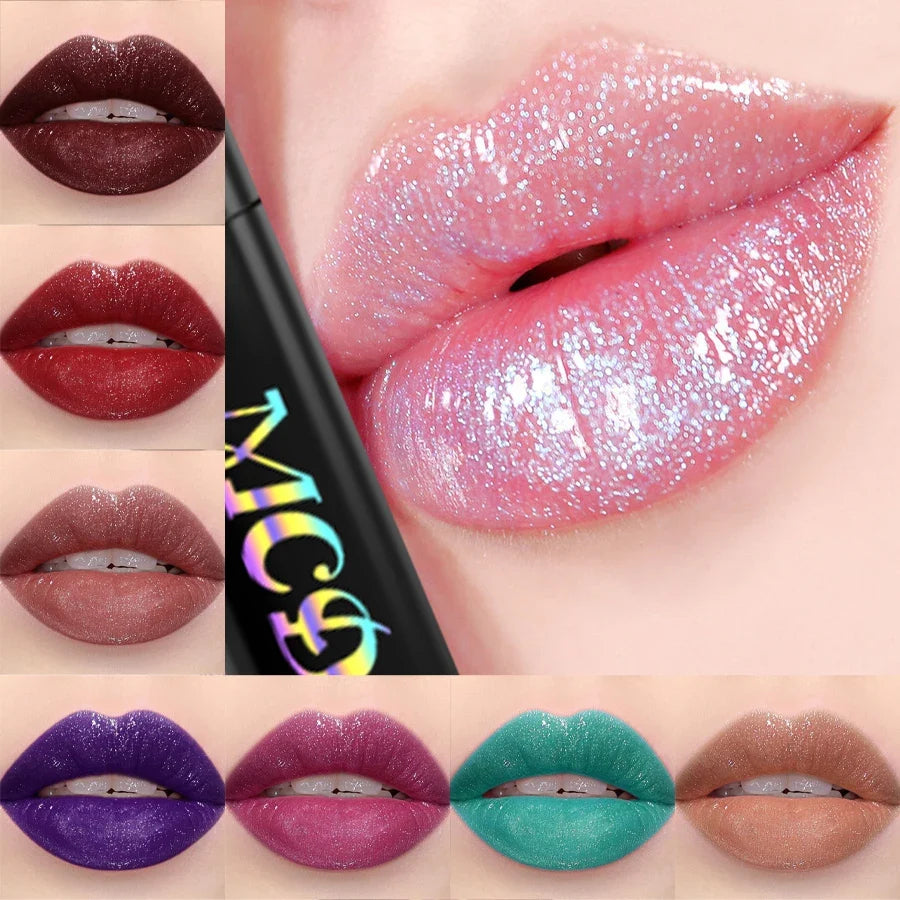 MCD 15-Shade Glitter Lip Gloss | Pearl Shimmer Liquid Lipstick
