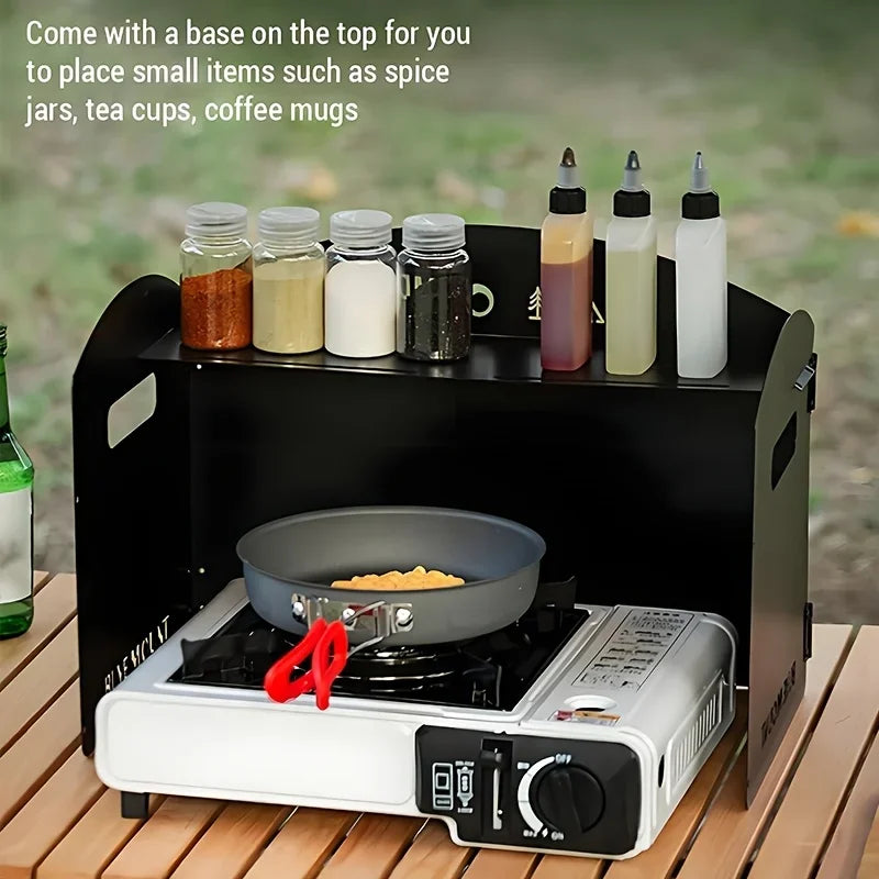 4-Sided Camping Windbreak Screen | Foldable with Spice Shelf