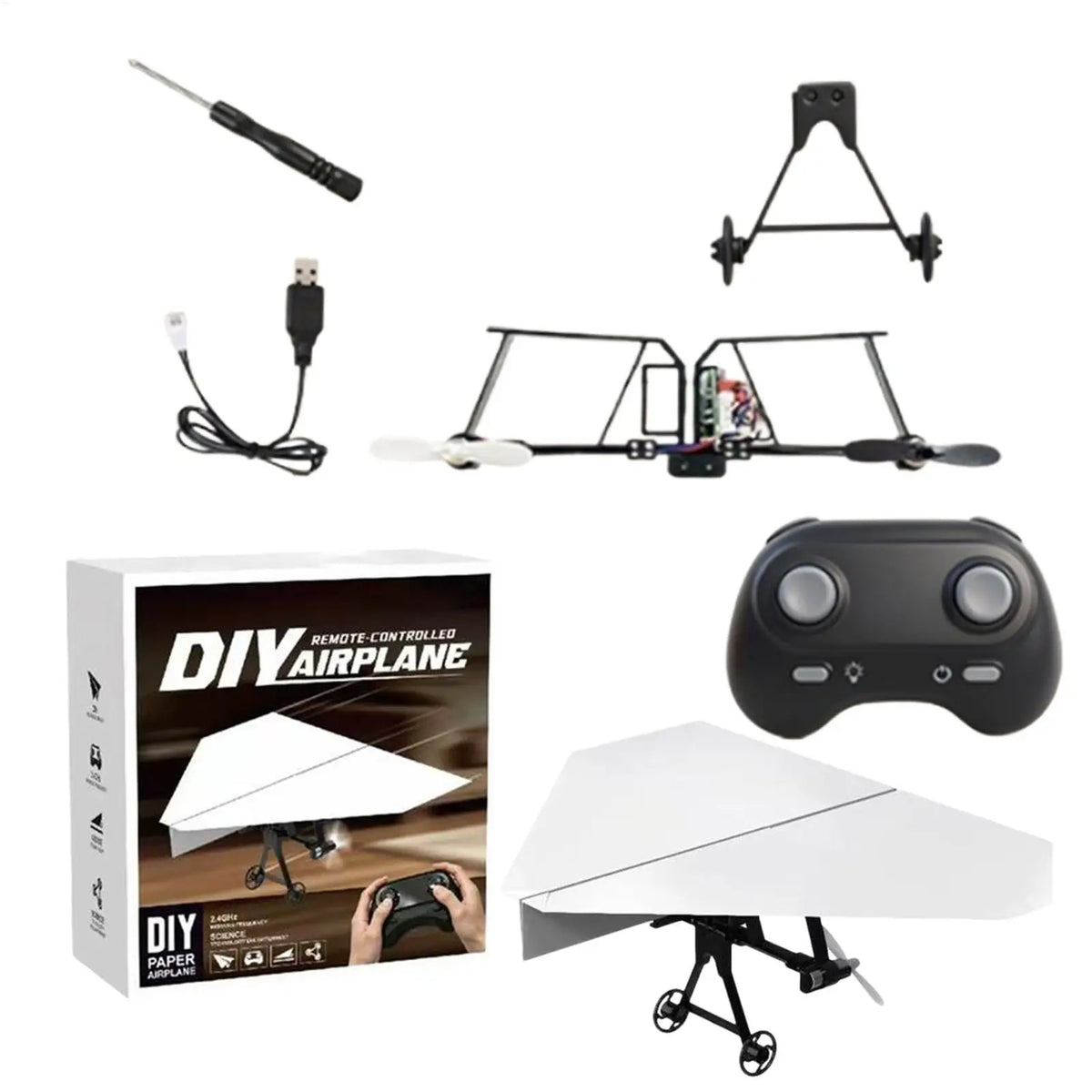 RC Paper Airplane DIY Aircraft Toys Electric Remote Control Plane