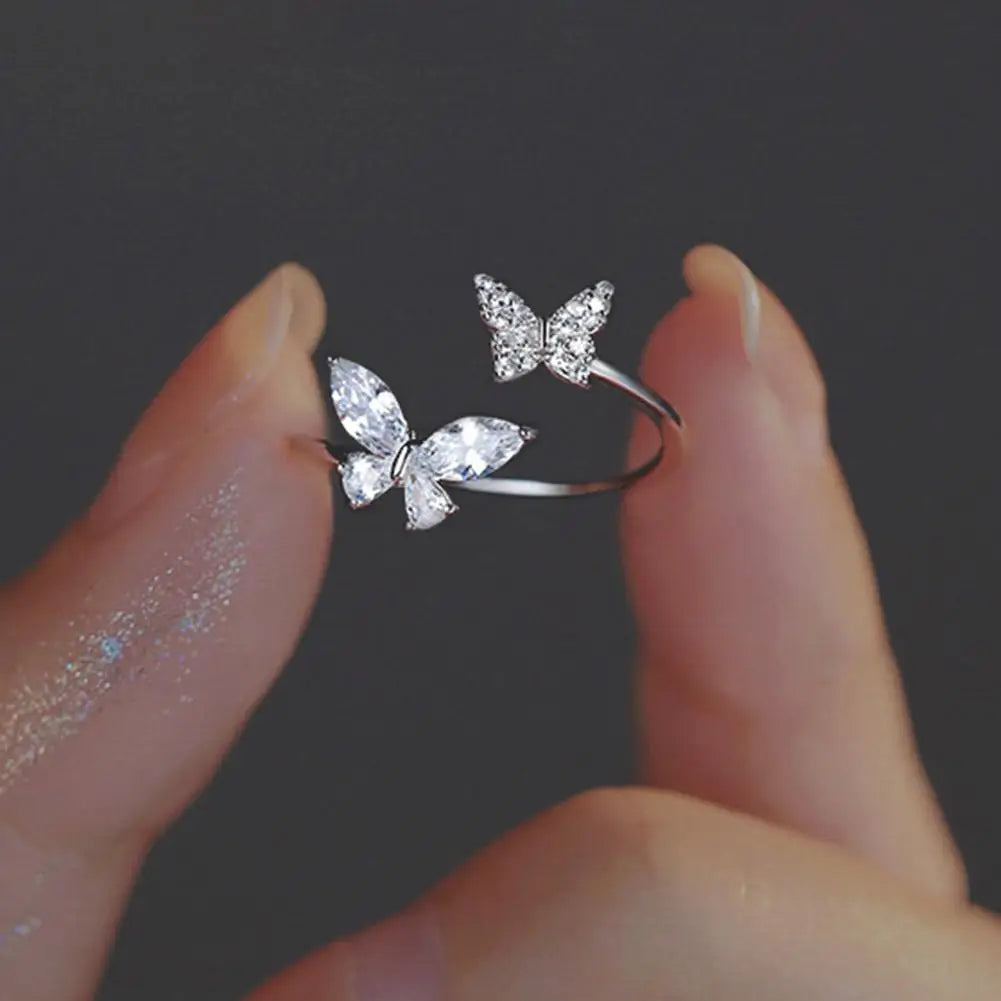 Adjustable Women Opening Butterfly Ring Ornament Girls Jewellery Rings
