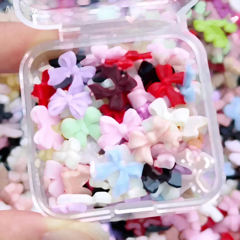 3D Resin Bow Nail Charms – Mixed Ribbon Cartoon Nail Art Set