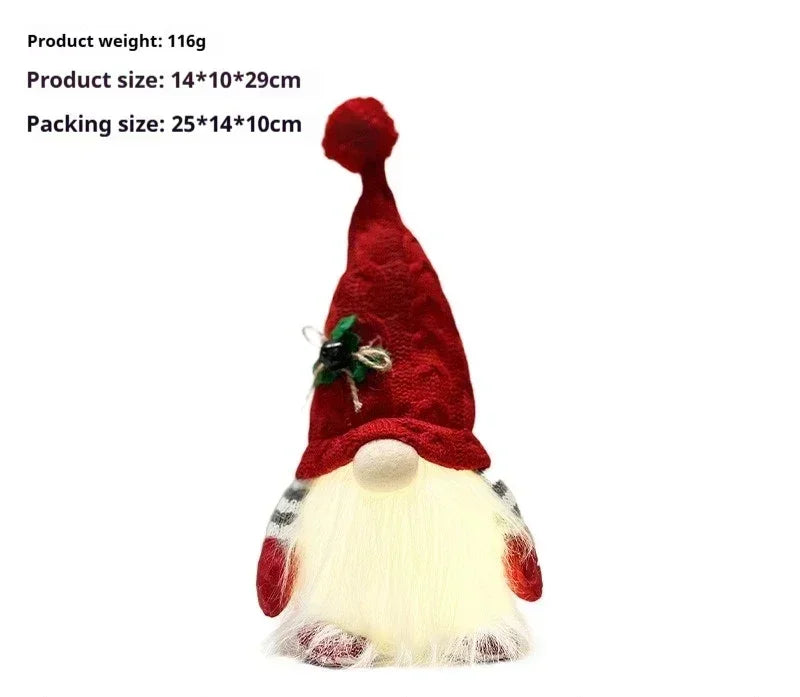 Santa Gnome Christmas Ornament – Lantern Dwarf Knitted Hat Doll