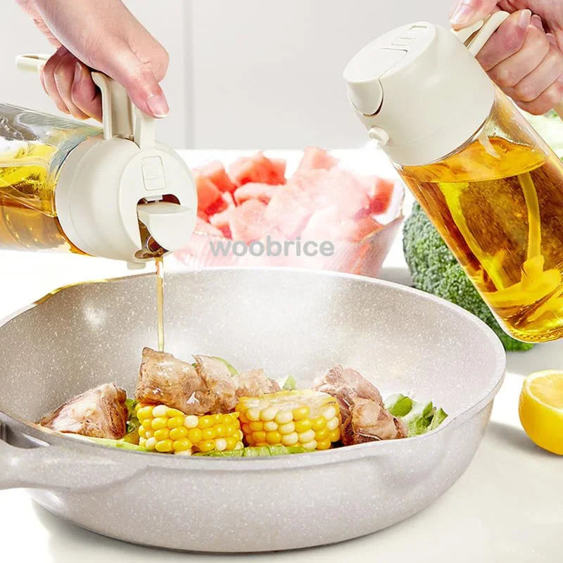 2-in-1 Oil Spray Bottle & Dispenser – 500ml Kitchen Sprayer