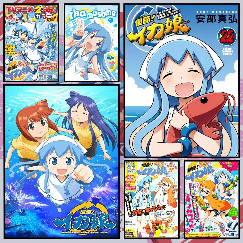 Anime Squid Girl Waterproof PVC Peel-and-Stick Wall Poster