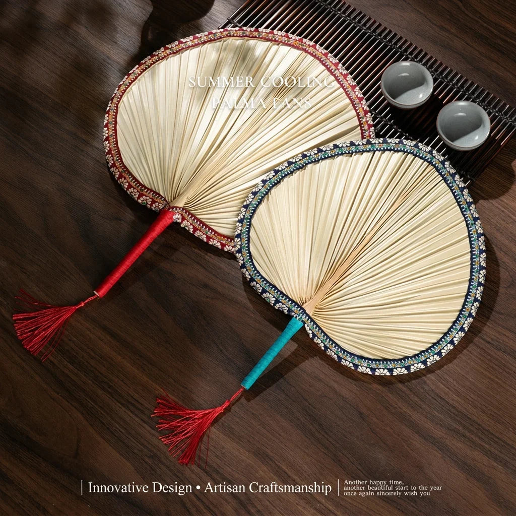 Handheld Cooling Fan Solid Traditional Hand Palm Leaf Soft Fire