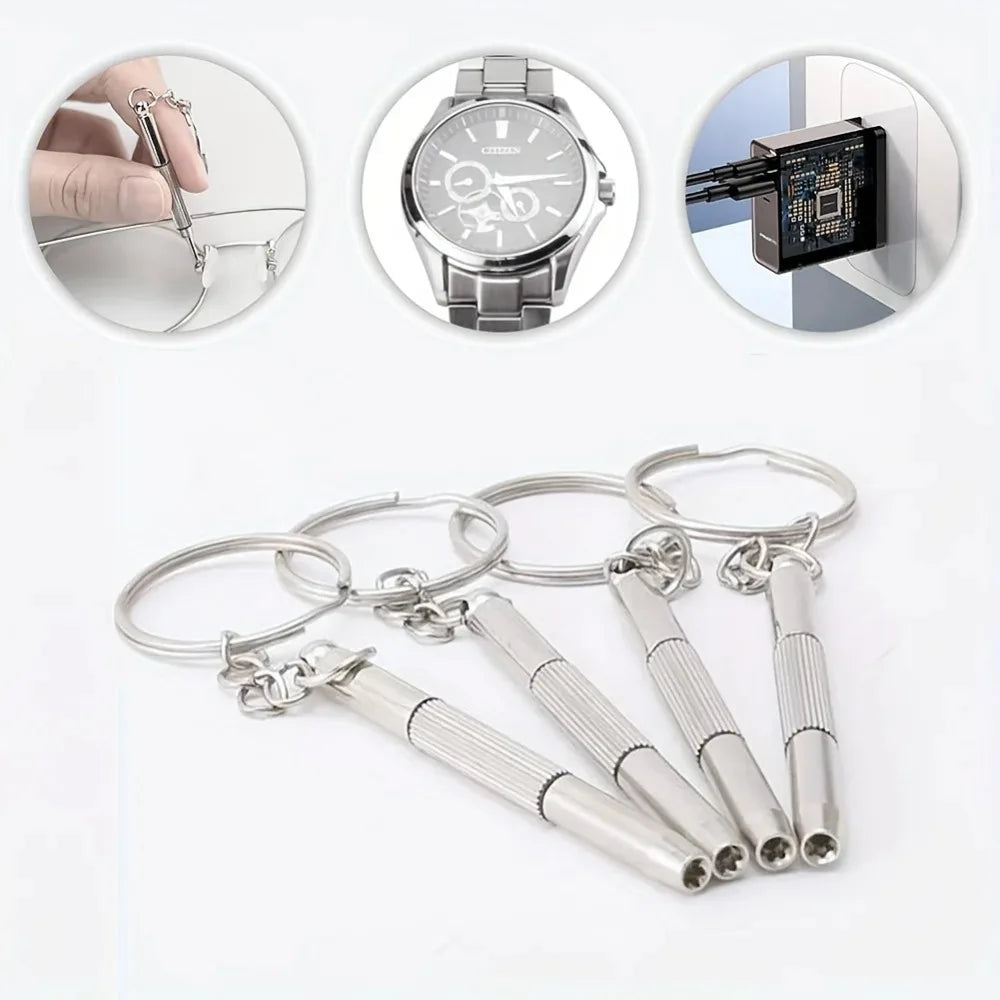 5-Pack 3-in-1 Mini Eyeglass Repair Screwdriver with Keychain