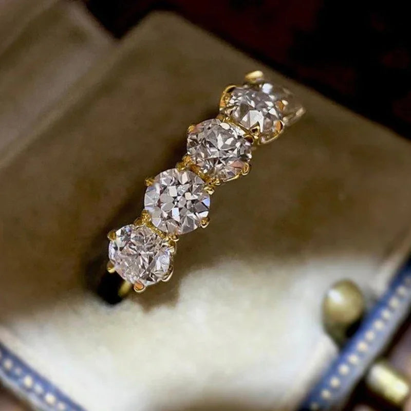 Huitan CZ Wedding Band Ring – Dazzling Cubic Zirconia Women