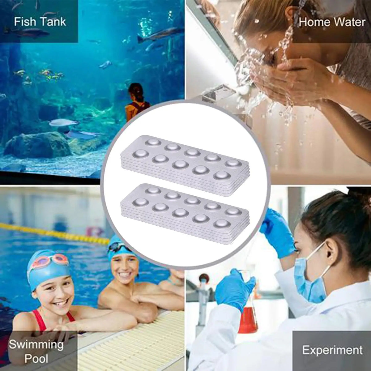 Water Chlorine Test Tablets Fast DPD1 Visual Range Testing