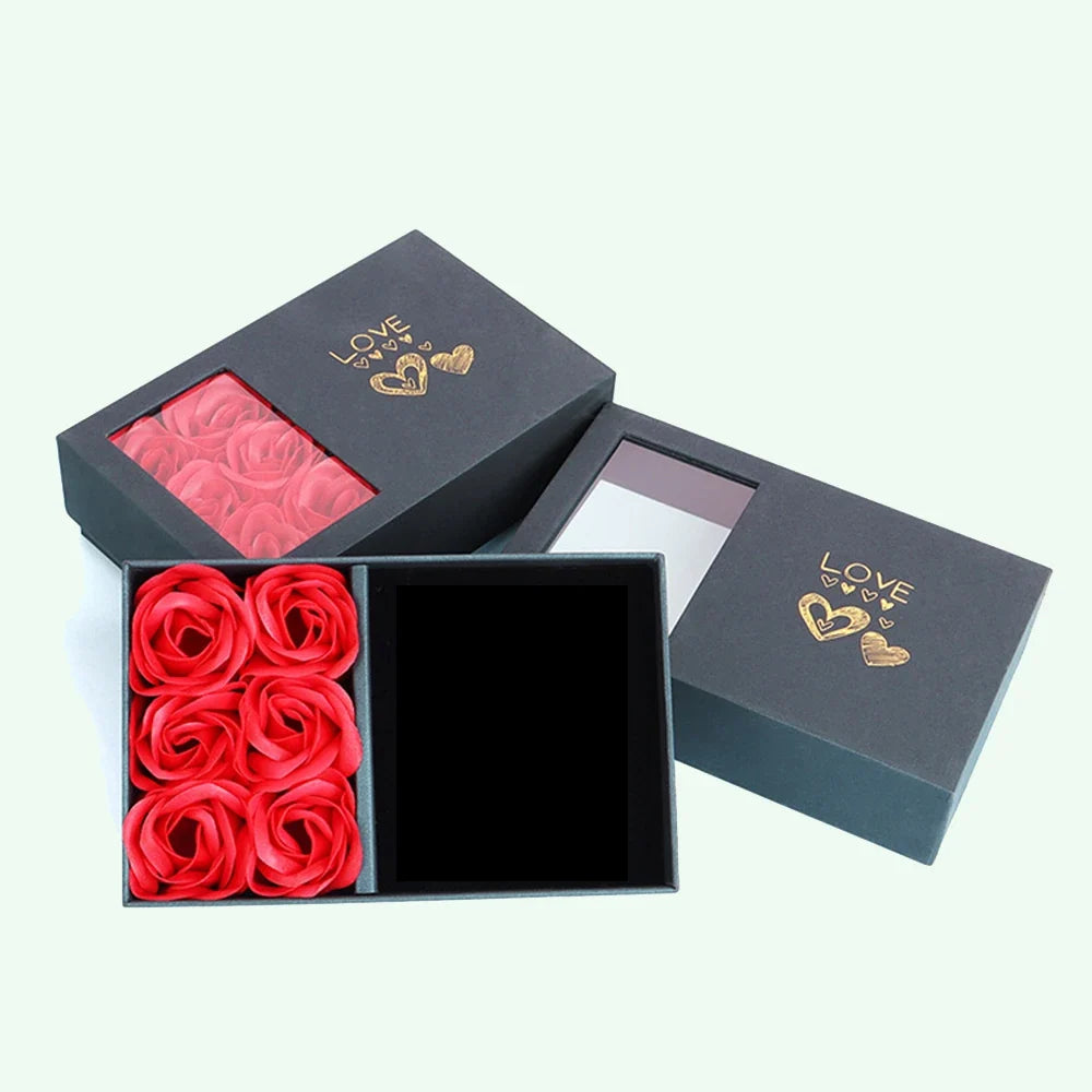 Rose Box Eternal Flower Ring Pendant Earrings Necklace Jewelry 6