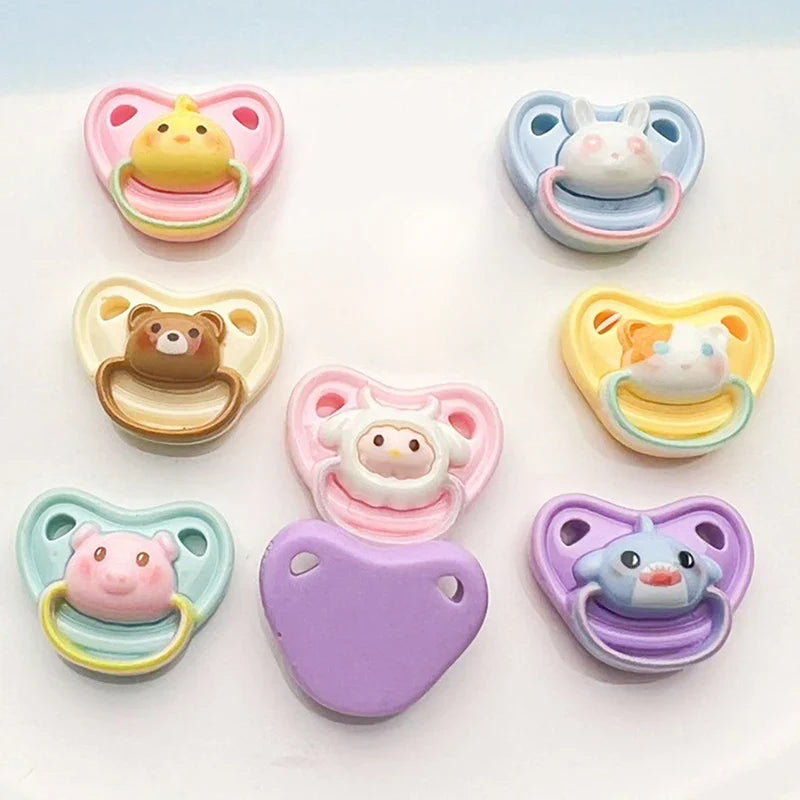 10 Pcs Mini Resin Dollhouse Pacifiers – Animal Doll Accessories