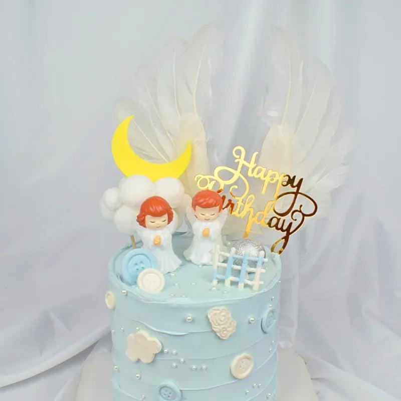 Mini Angel Cake Topper Romantic Garland Happy Birthday Children