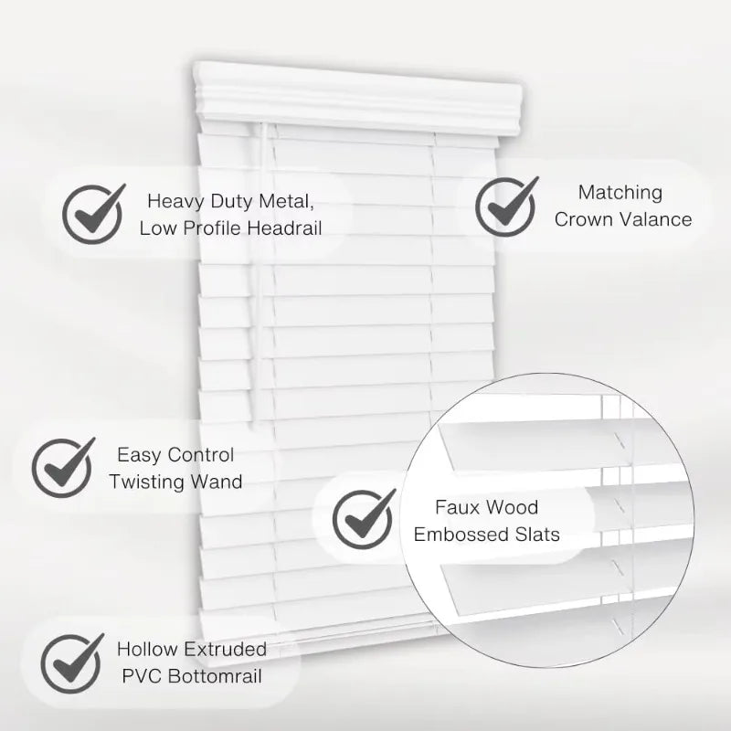 Modern Faux Wood Blinds Slat Horizontal Blackout Anti-UV French