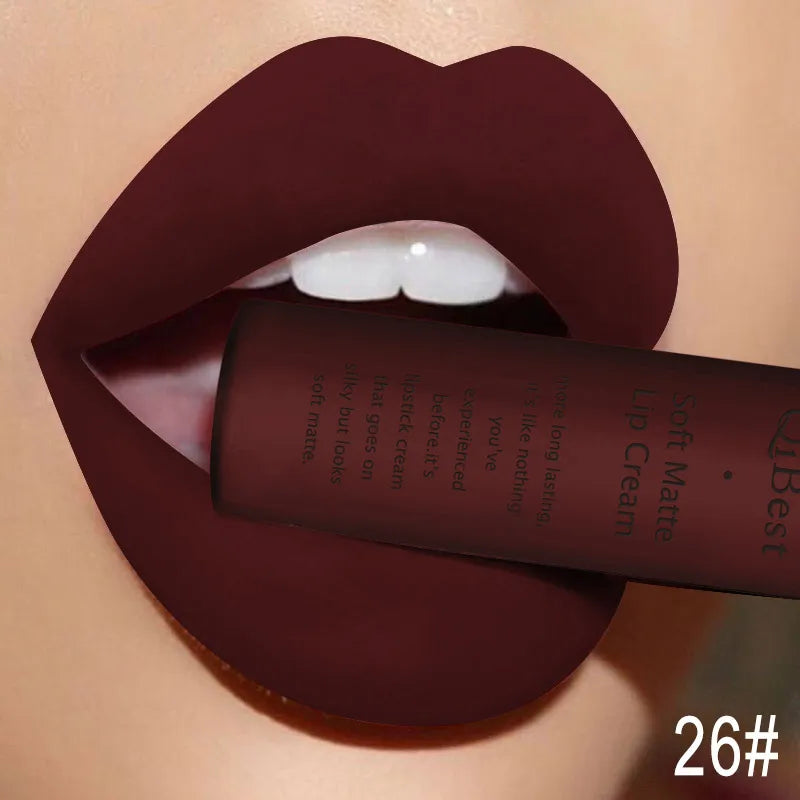 QiBest Velvet Matte Liquid Lipstick – Waterproof & Long-Lasting