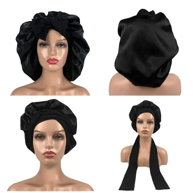 Women's Satin Sleep Bonnet – Adjustable Double Layer Night Cap
