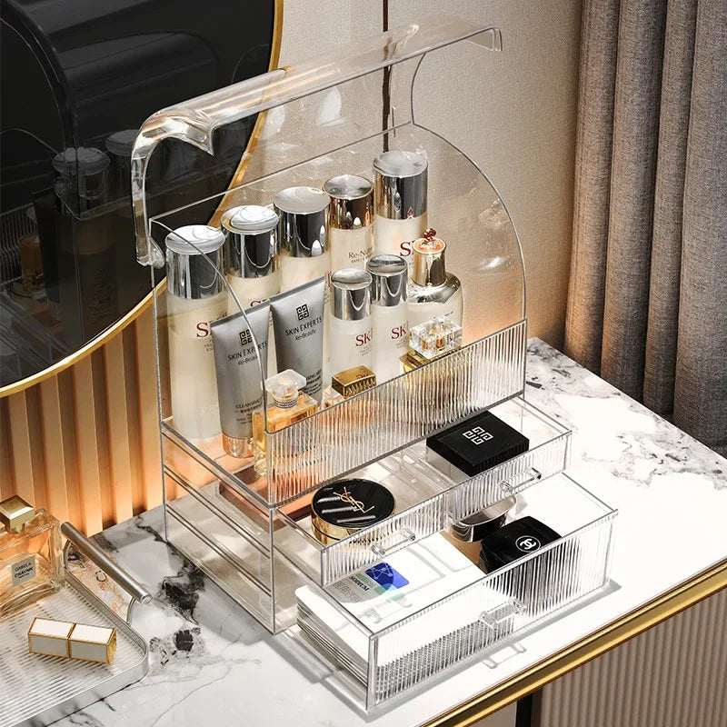 Clear Acrylic Cosmetics Organizer – Large Dustproof Storage Box