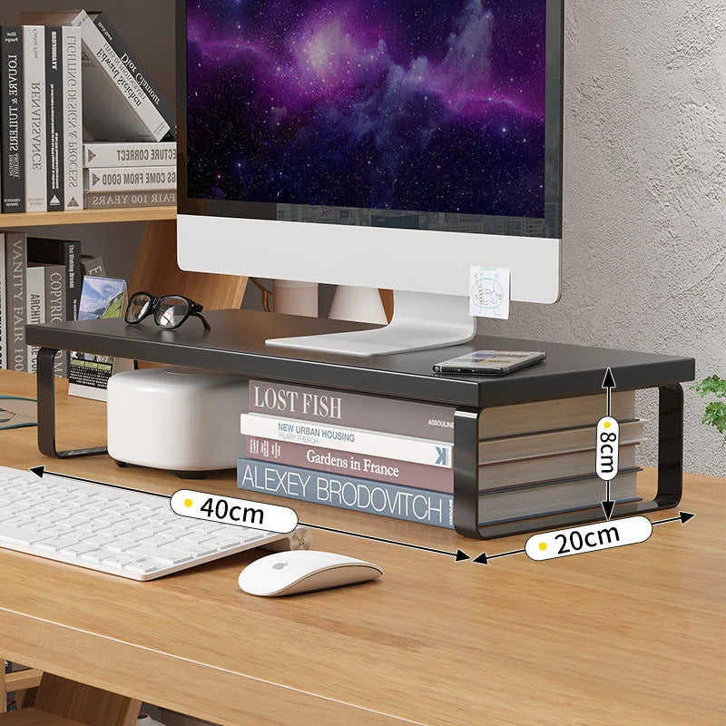 Monitor Stand & Desk Organizer – Iron Storage Shelf Riser