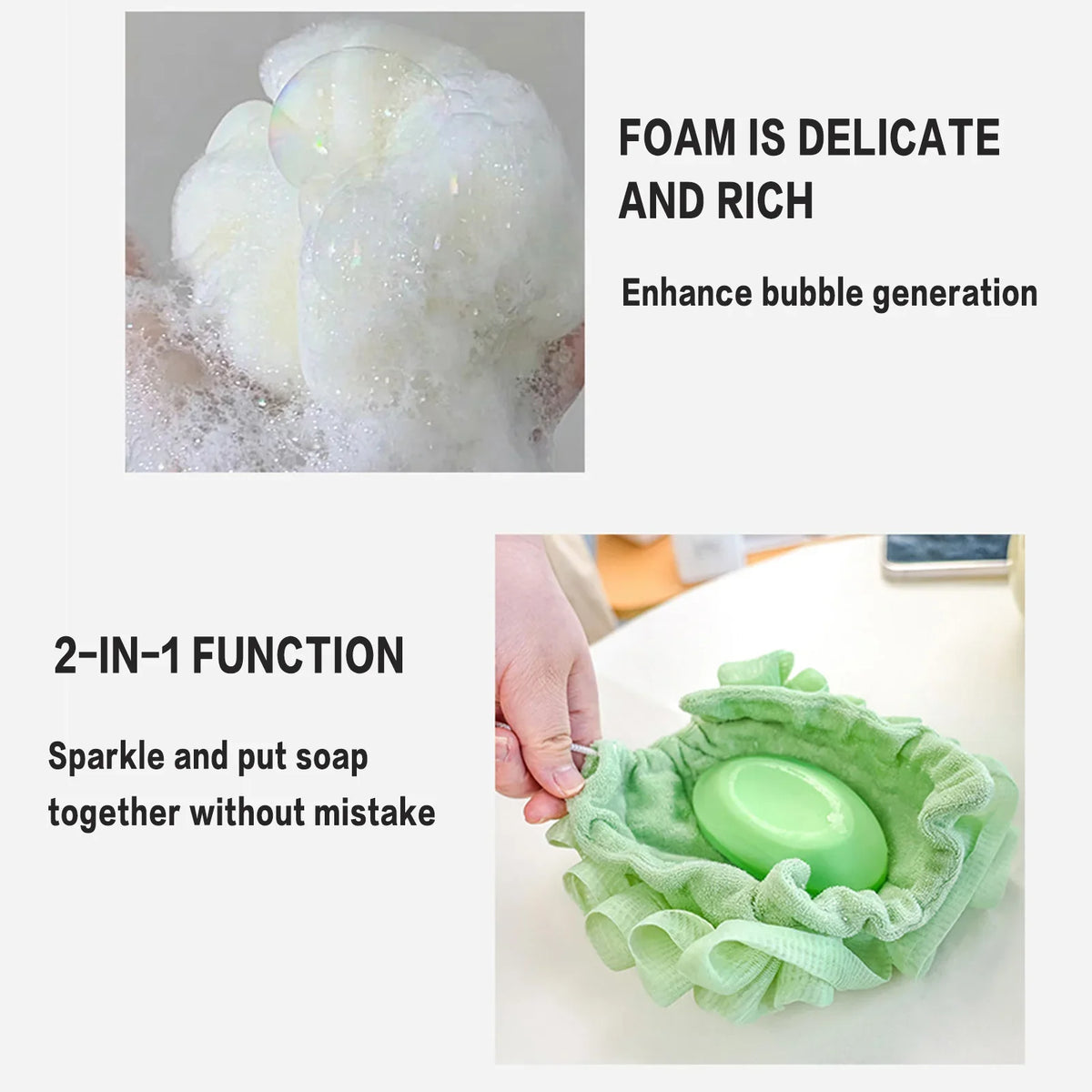 Mesh Pouf Shower Loofah & Exfoliating Body Scrubber Sponge