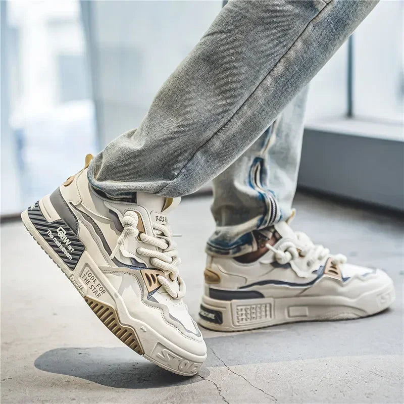Men's Thick Platform Mesh Lace-Up Sneakers | Casual Shoes