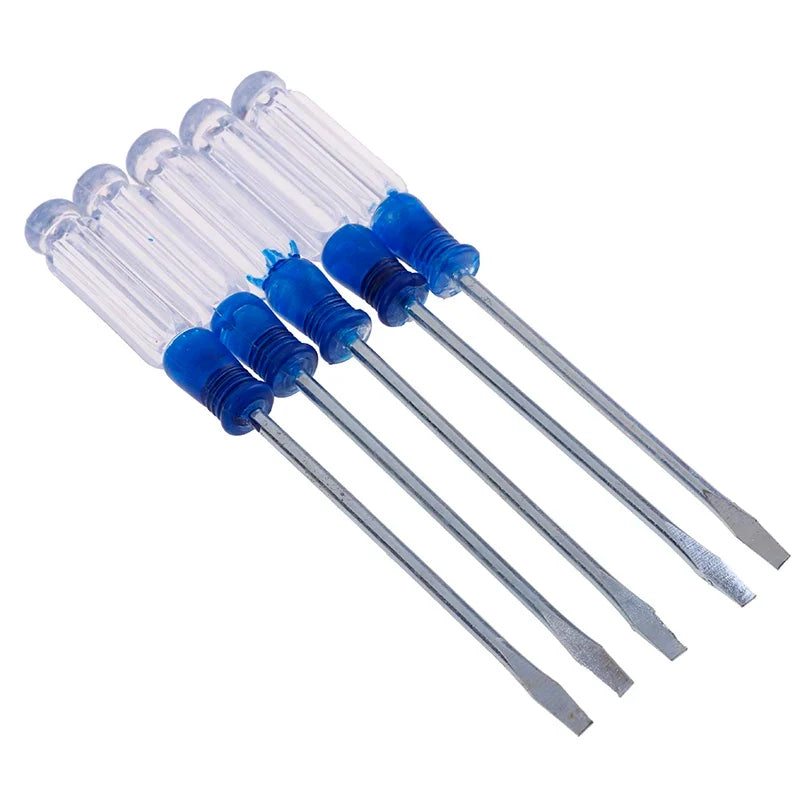 Small Precision Flat-blade Cross Screwdriver Red Blue Plastic Handle