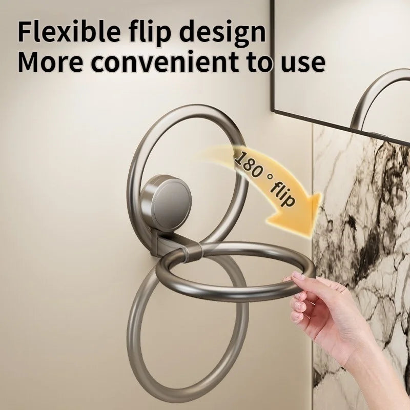 Drill-Free Suction Cup Towel Ring | Aluminum Alloy Wall Mount