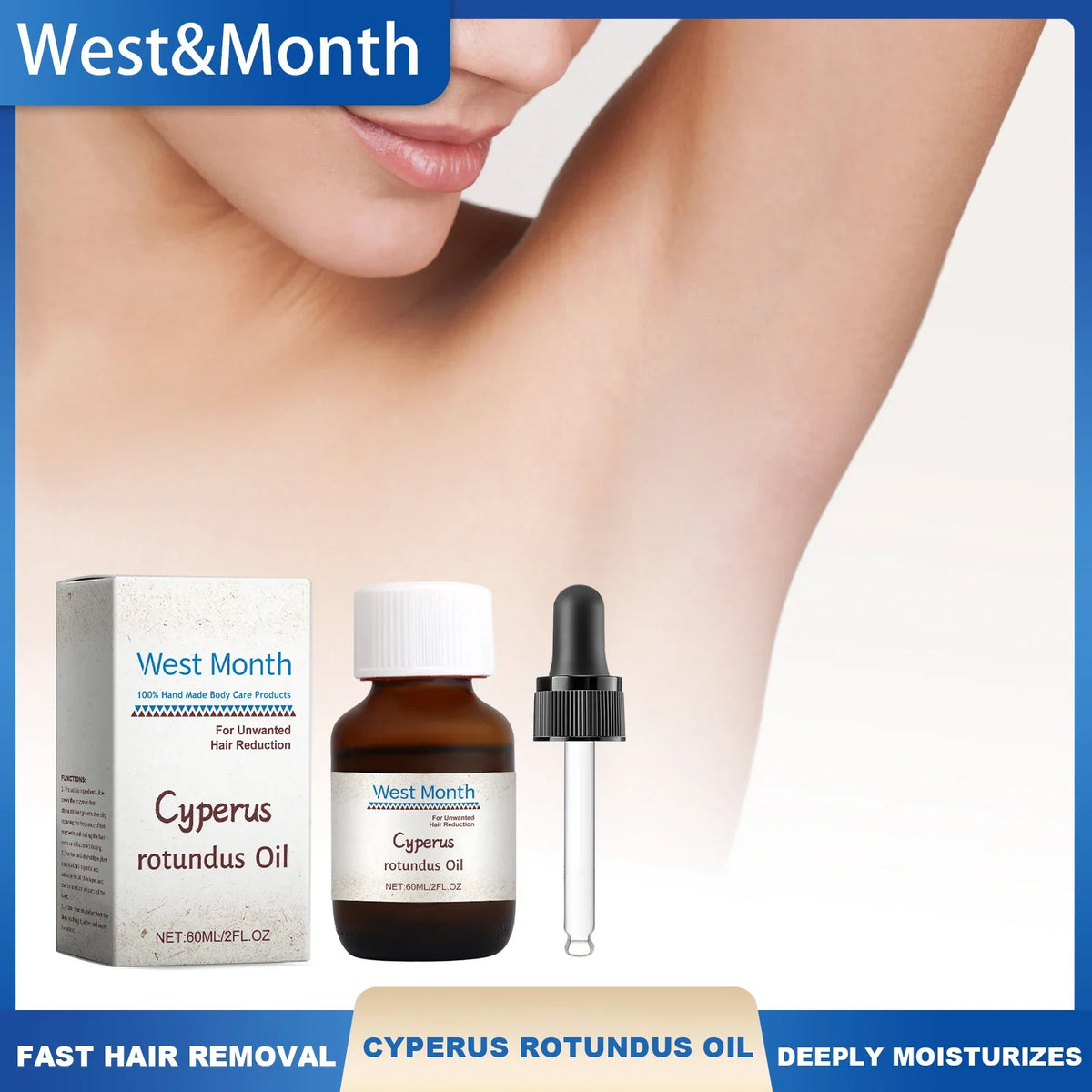Cyperus Rotundus Hair Growth Inhibitor Oil 60ml | WEST MONTH