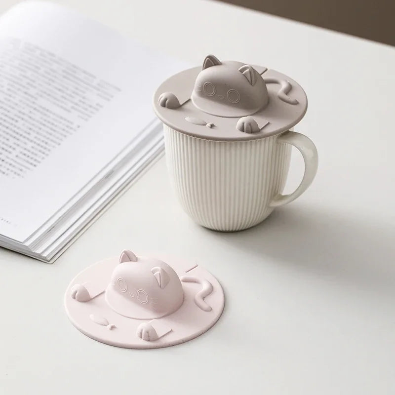 3D Cat Head Silicone Cup Lid – Dustproof & Leak-Proof