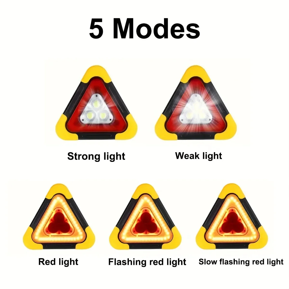 Solar LED Emergency Triangle Warning Light | 5 Modes + Power Bank