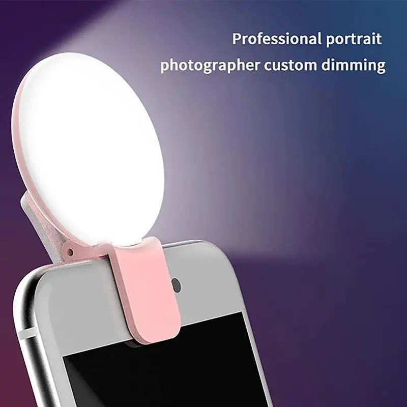 Mini LED Selfie Ring Light – Clip-On Phone Fill Light, 3 Brightness