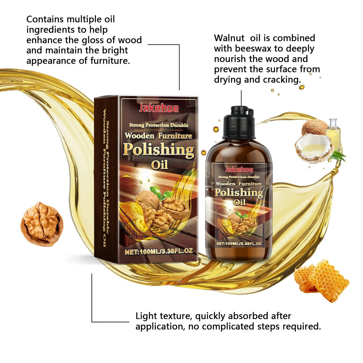 JAKEHOE Wood Furniture Polish Oil – Restore, Shine & Protect