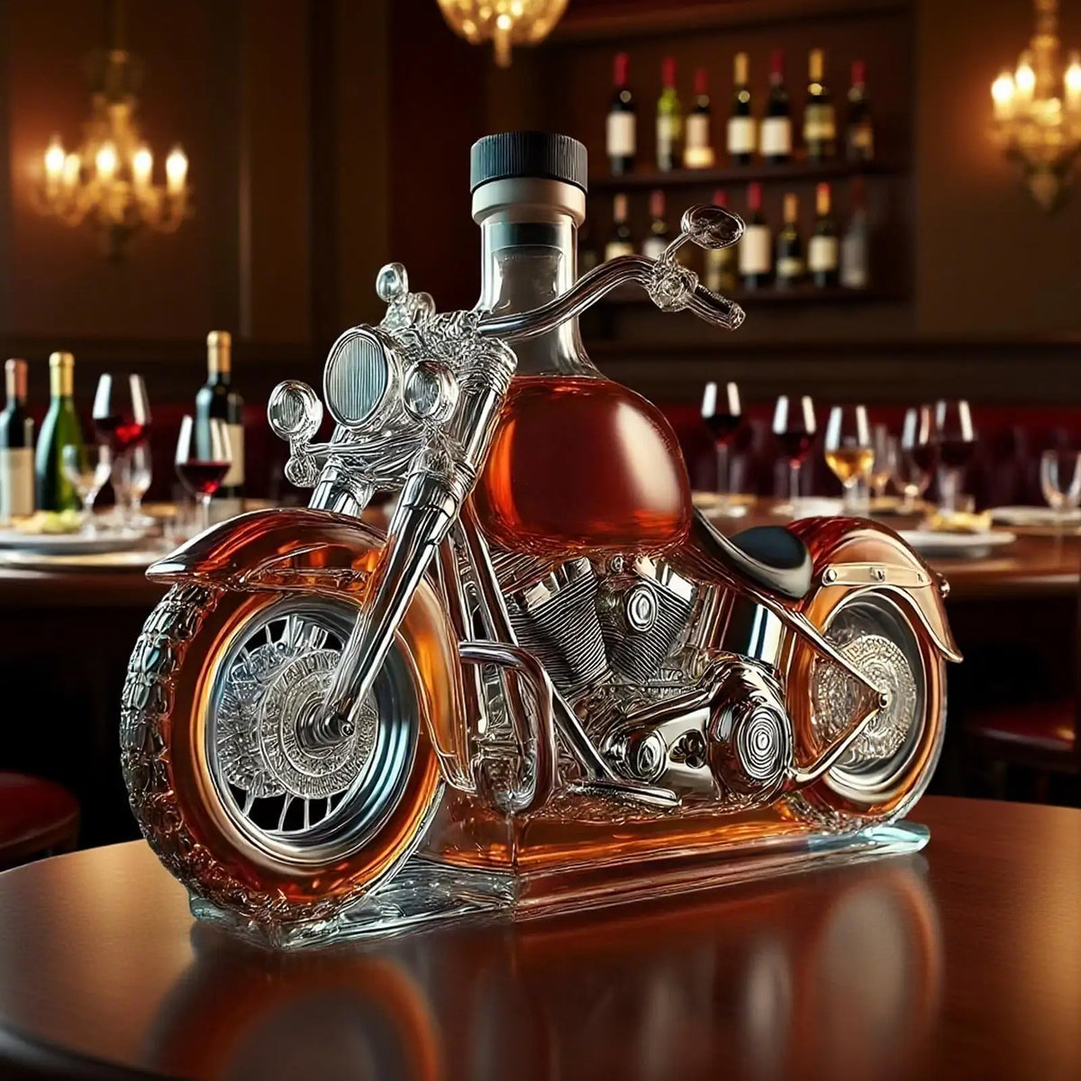 Motorcycle Whiskey Decanter – Unique Glass Barware Gift