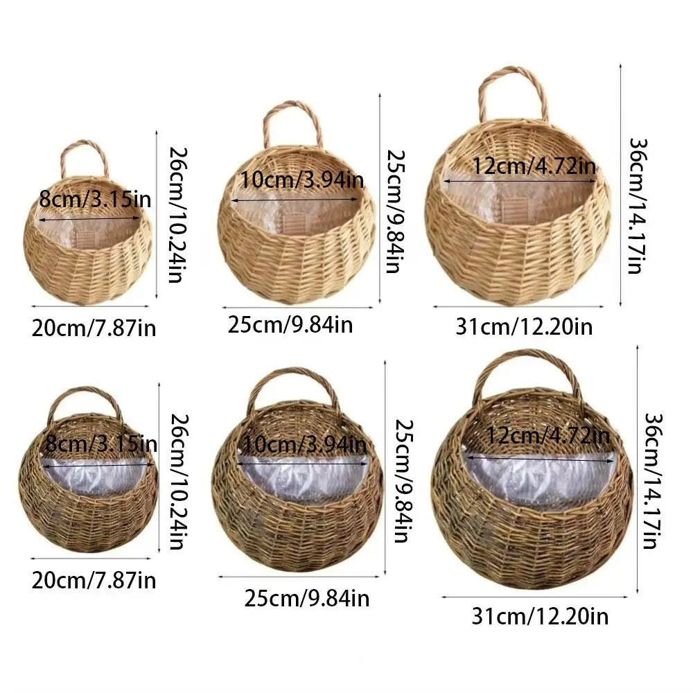 Handmade Wicker Hanging Flower Basket | Wall Planter S/M/L