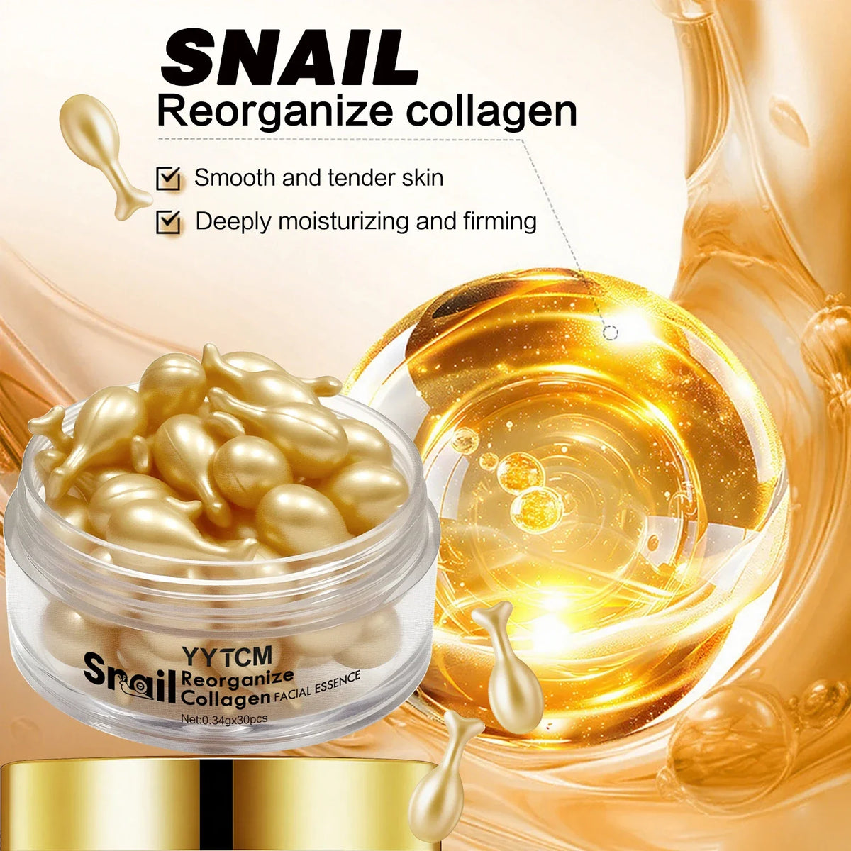 Snail Collagen Serum Capsules – Hydrating, Firming & Squalane