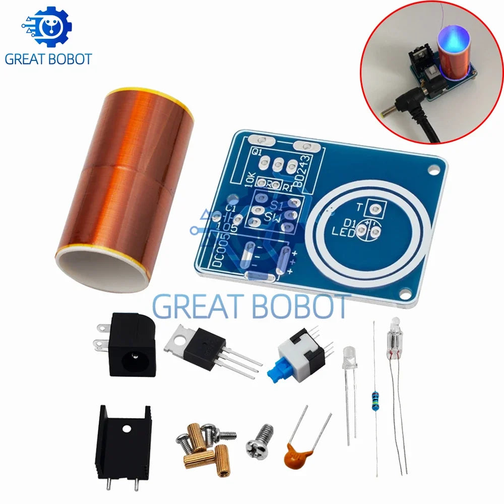 BD243C Mini Tesla Coil DIY Kit – Electronics Science Project