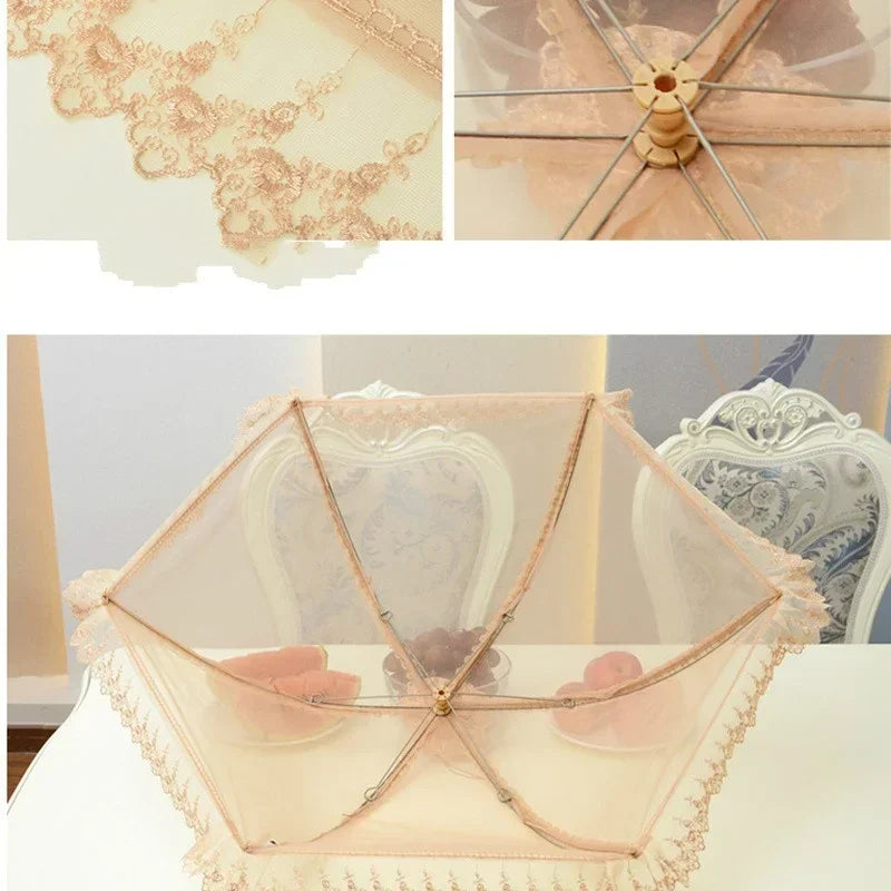 Folding Food Mesh Cover Tent – Umbrella Bug Guard for Table