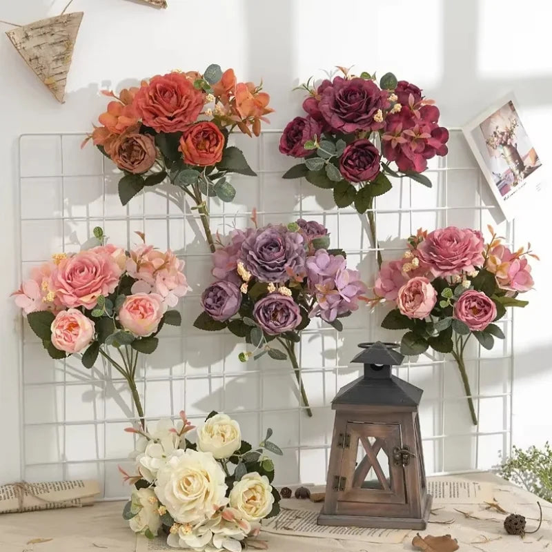 Retro Hydrangea Core Fake Peony Bouquet Simulation Wholesale Wedding