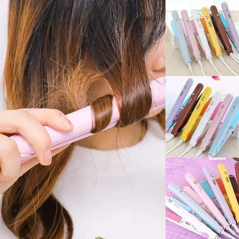 Mini 2-in-1 Ceramic Tourmaline Hair Straightener & Curler Flat Iron